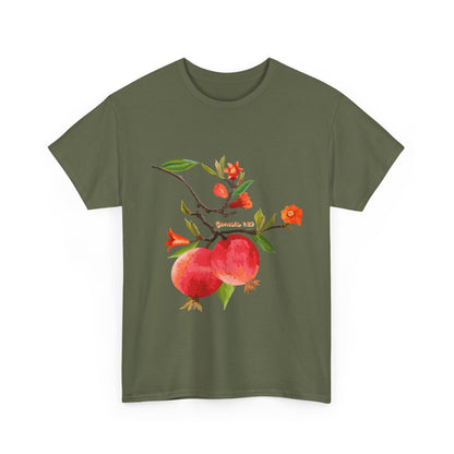 Pomegranate Bloom T-Shirt — Botanical Fruit Watercolor Tee
