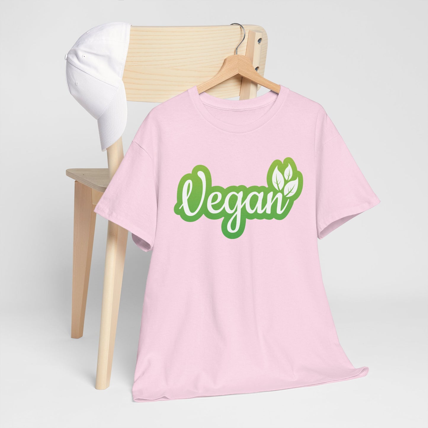Vegan Script Tee — Green Leaf Eco-Friendly T-Shirt