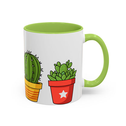 Cactus & Succulent Accent Coffee Mug — Cute Potted Plants 11/15oz