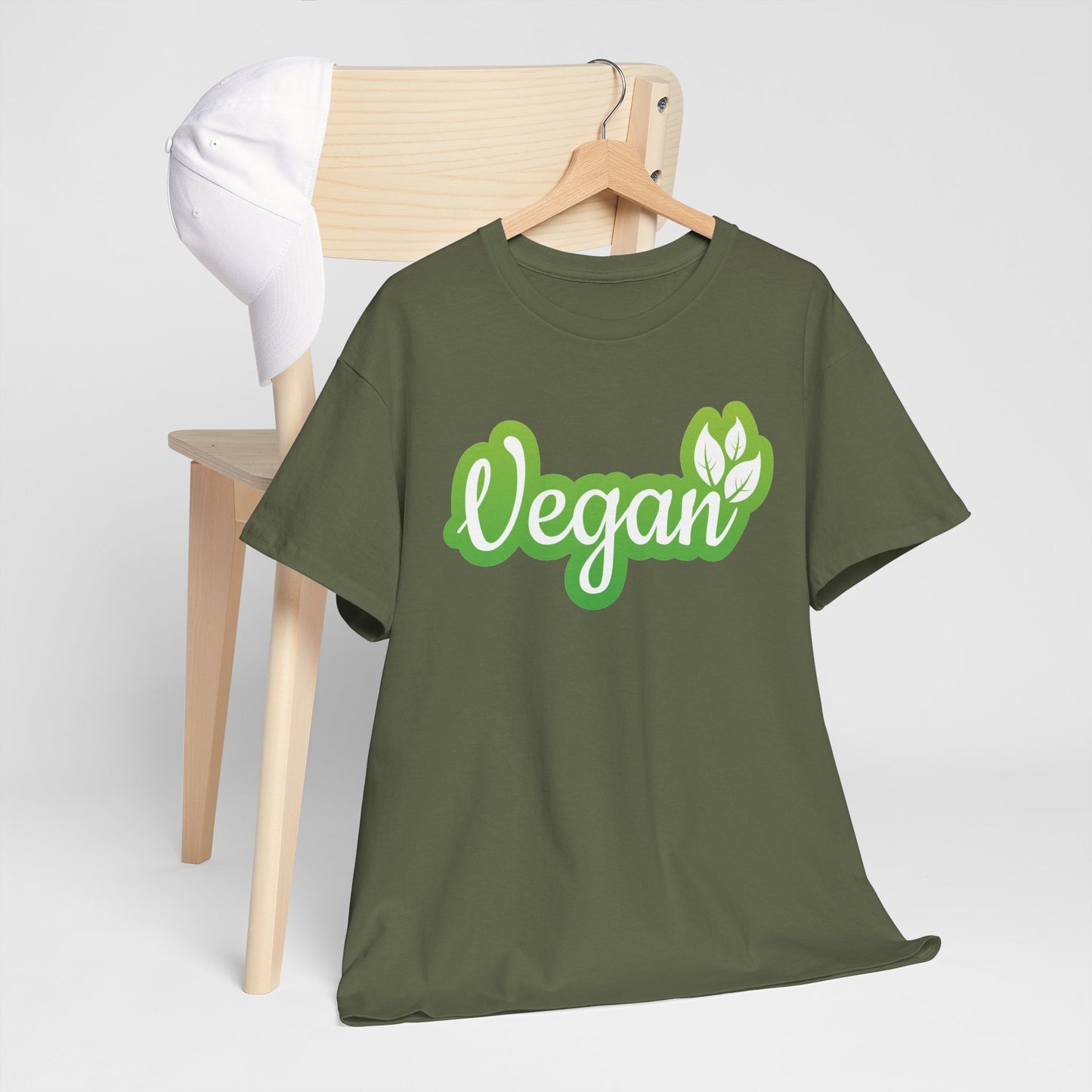 Vegan Script Tee — Green Leaf Eco-Friendly T-Shirt