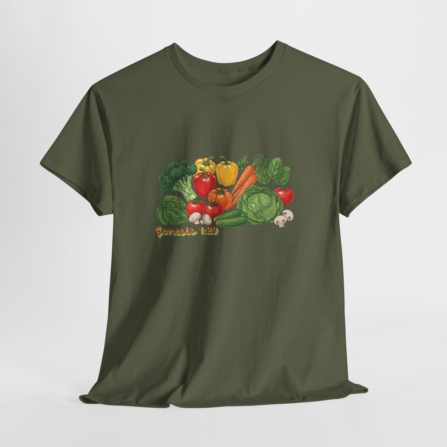 Vegetable Garden Tee — Fresh Veggies Illustration with "Genesis 1:29"