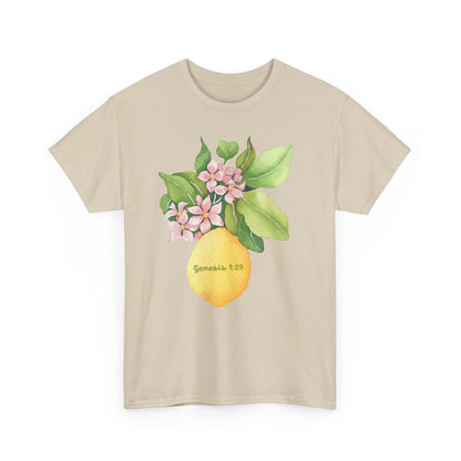 Lemon Blossom T-Shirt — Genesis 1:29 Floral Faith Tee