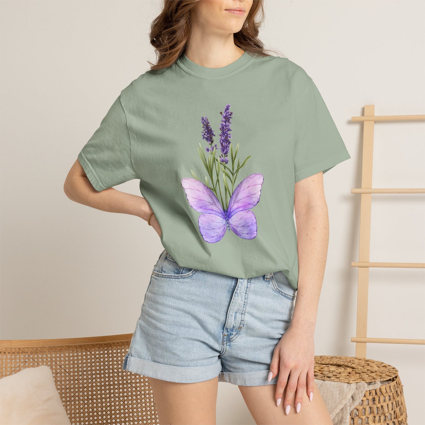 Lavender Butterfly T-Shirt — Watercolor Floral Tee