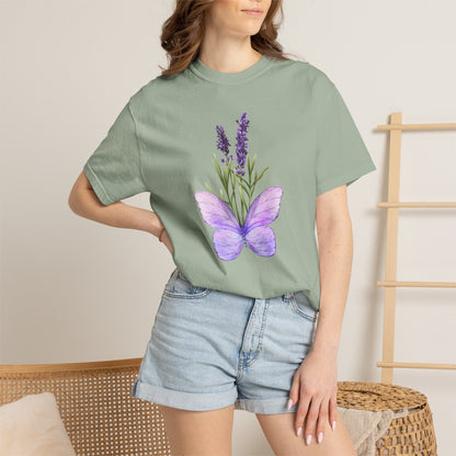 Lavender Butterfly T-Shirt — Watercolor Floral Tee