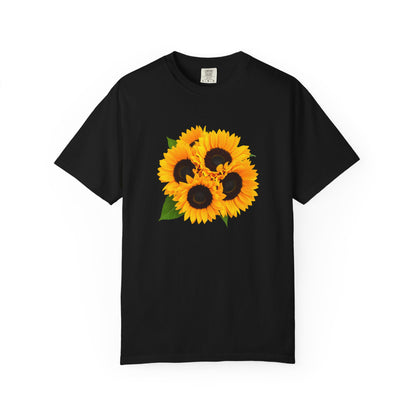 Sunflower Trio T-Shirt — Bright Floral Graphic Tee