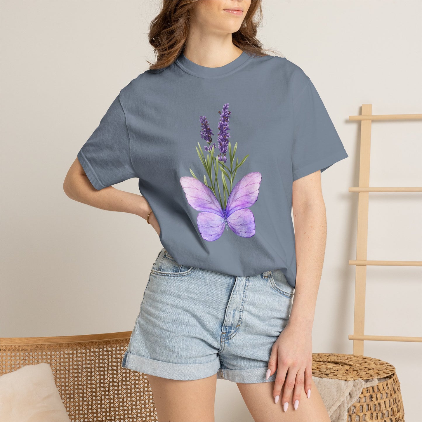 Lavender Butterfly T-Shirt — Watercolor Floral Tee