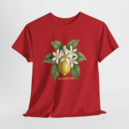 T-Shirt — Lemon Blossom Graphic Tee with 'Genesis 1:29' Scripture