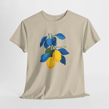 Lemon Branch Graphic Tee — Genesis 1:29 Inspirational Fruit Shirt