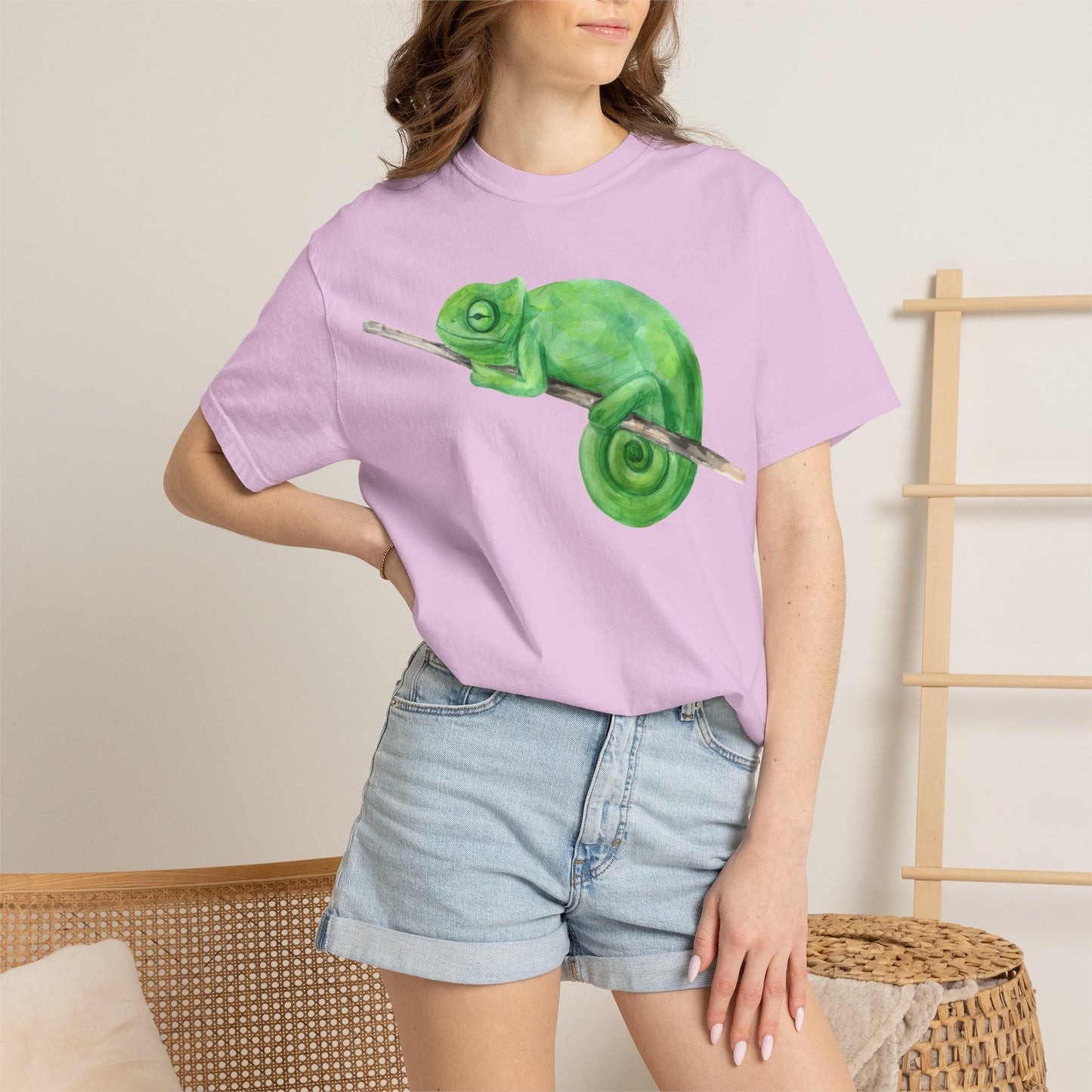 Chameleon Branch T-Shirt — Cute Green Chameleon Graphic Tee