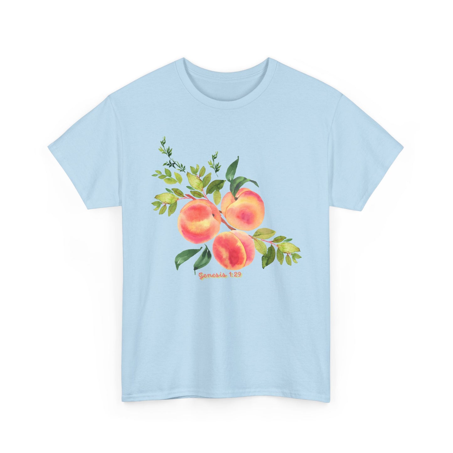 Peach Botanical Tee — Watercolor Fruit Graphic T‑Shirt