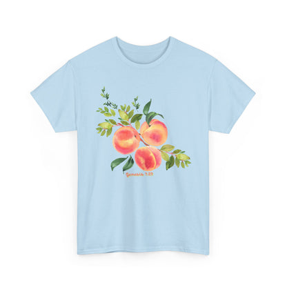 Peach Botanical Tee — Watercolor Fruit Graphic T‑Shirt
