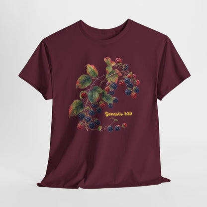 Blackberry Branch T-Shirt — Botanical Berry Illustration with "Genesis 1:29"