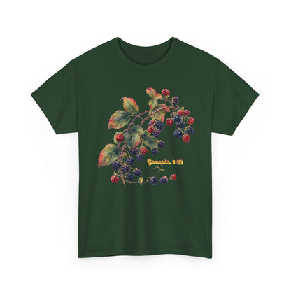 Blackberry Branch T-Shirt — Botanical Berry Illustration with "Genesis 1:29"