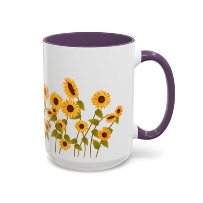 Sunflower Field Accent Tea Mug – Bright Floral 11/15oz Ceramic