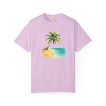 Tropical Palm Beach T-Shirt — Watercolor Island Graphic Tee