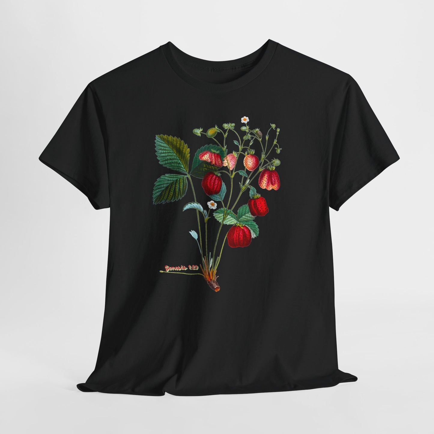 Strawberry Botanical Tee — Vintage Fruit Illustration T-Shirt Genesis 1:29