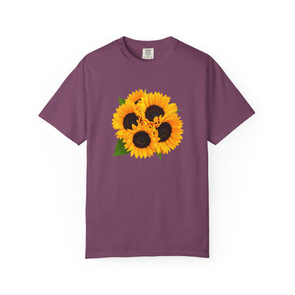 Sunflower Trio T-Shirt — Bright Floral Graphic Tee