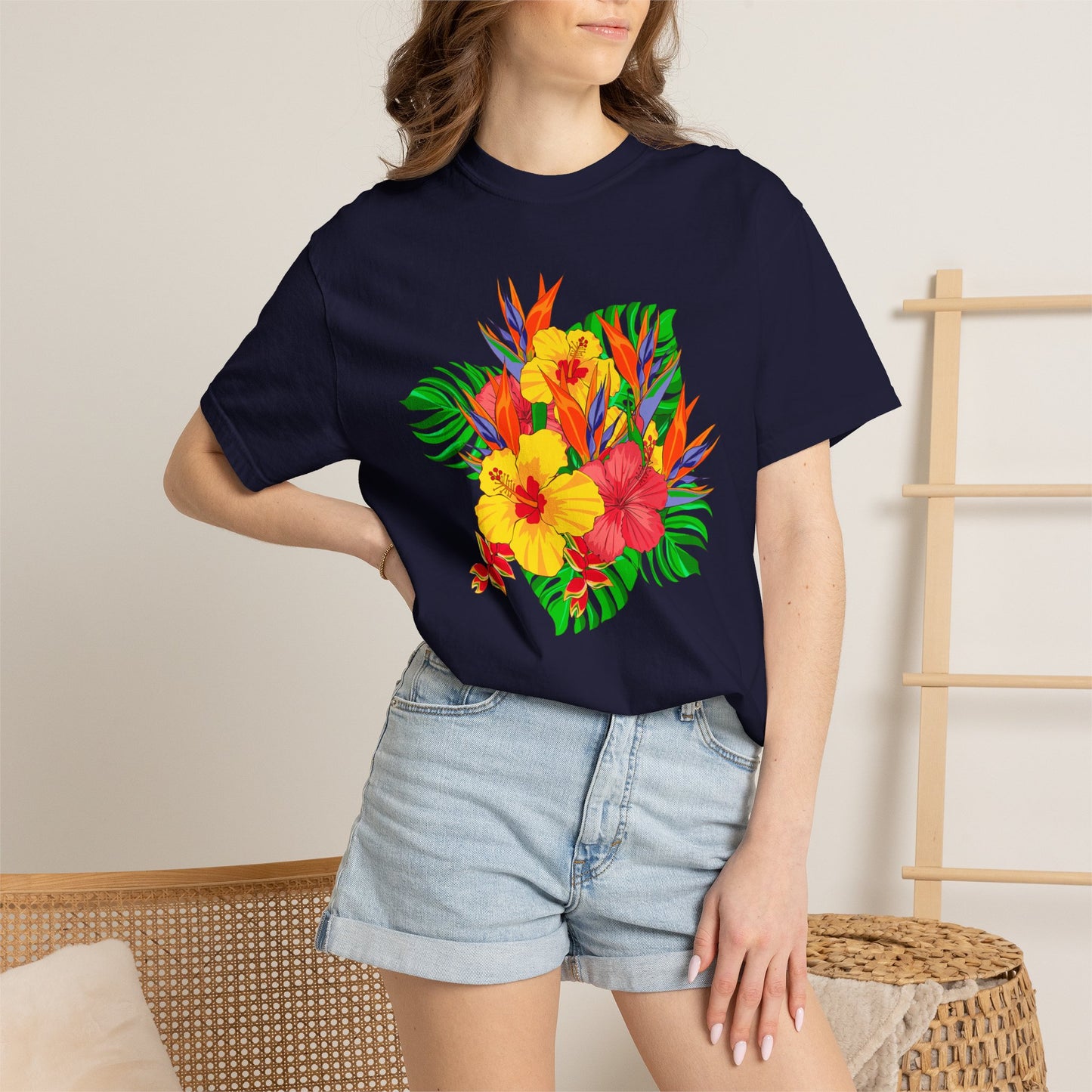 Tropical Hibiscus Floral T-Shirt