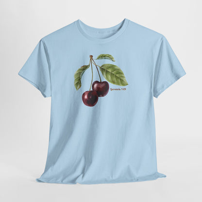 Cherry Botanical Tee — Vintage Fruit Illustration T-Shirt