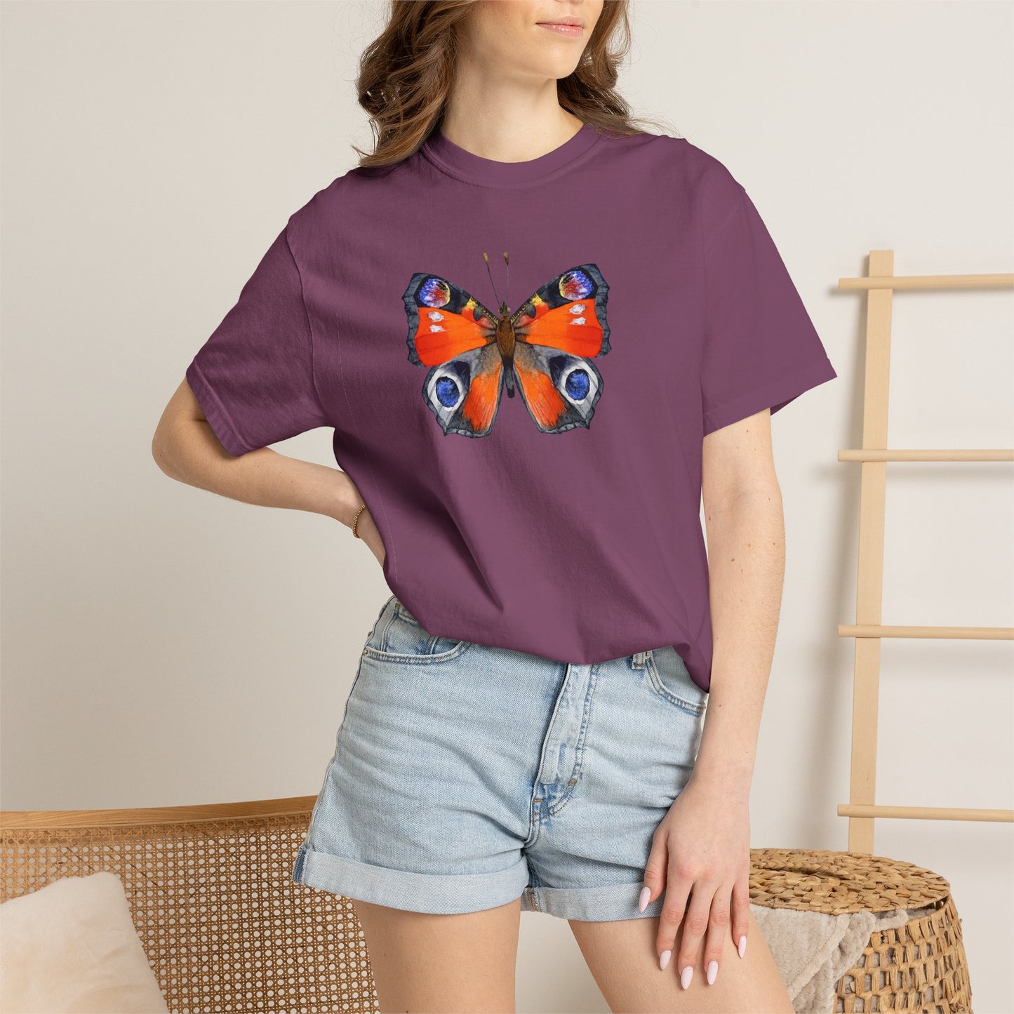 Butterfly Graphic T-Shirt — Peacock Eye Floral Tee