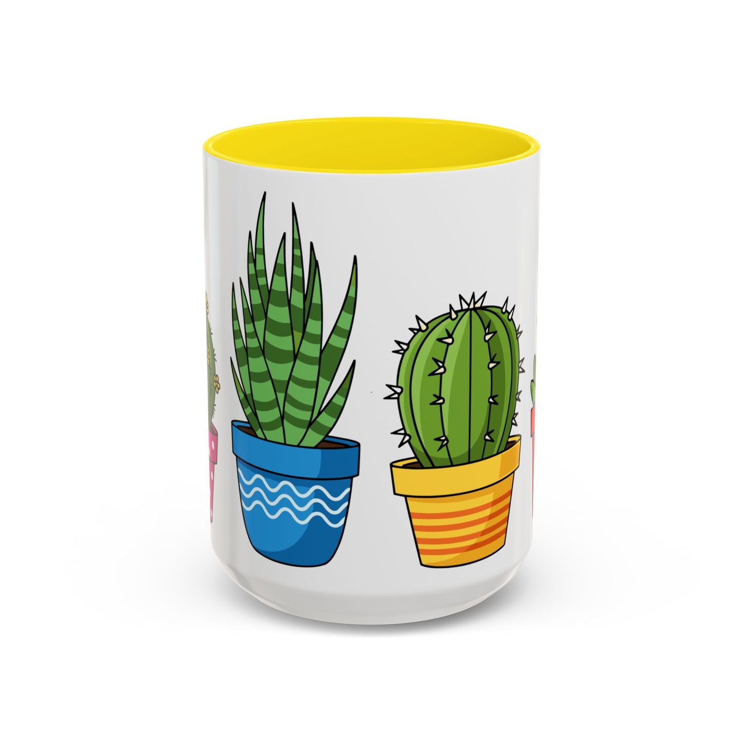 Cactus & Succulent Accent Coffee Mug — Cute Potted Plants 11/15oz