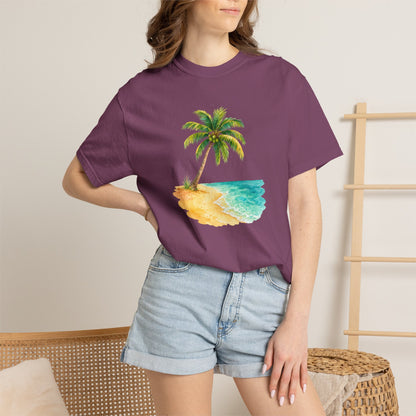 Tropical Palm Beach T-Shirt — Watercolor Island Graphic Tee