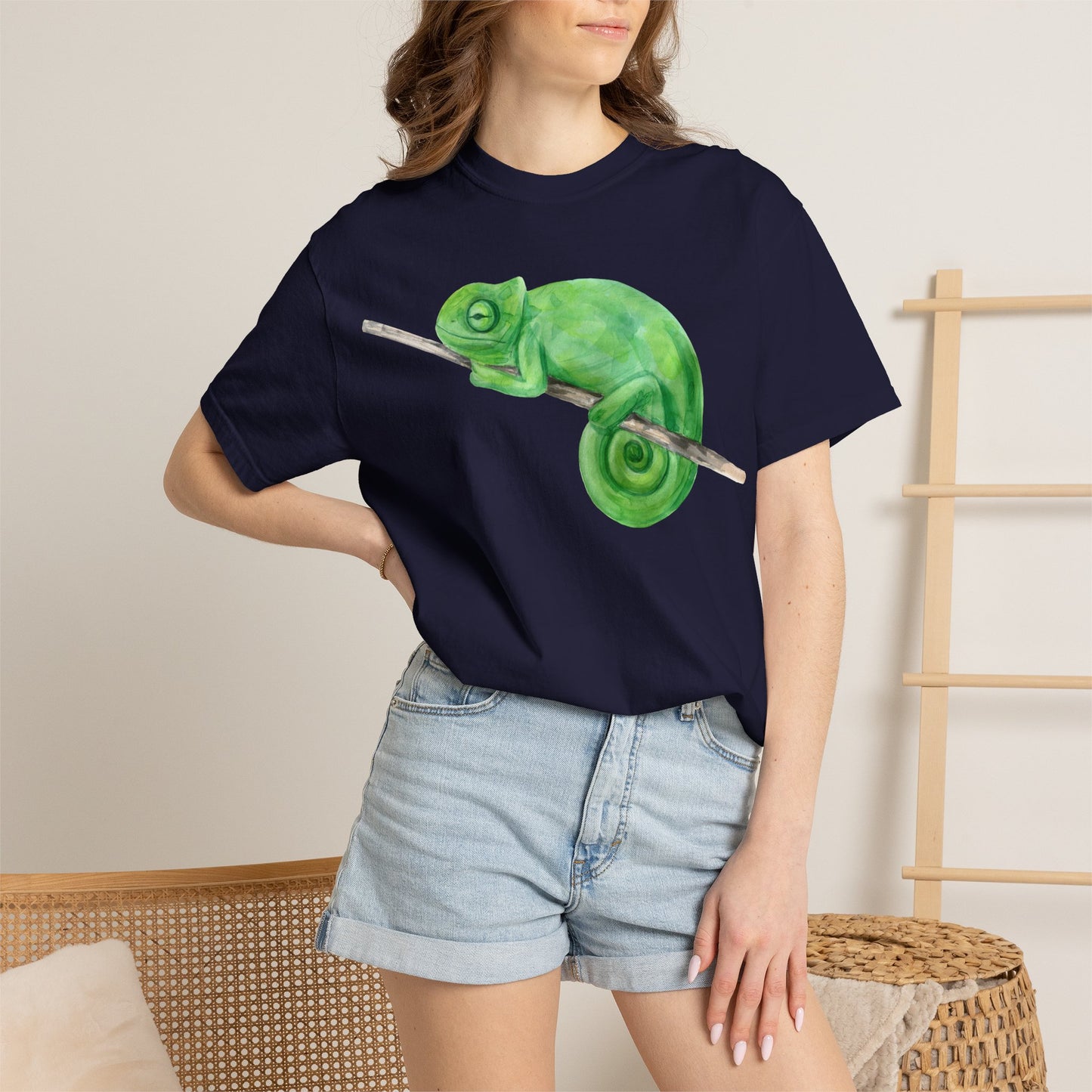 Chameleon Branch T-Shirt — Cute Green Chameleon Graphic Tee