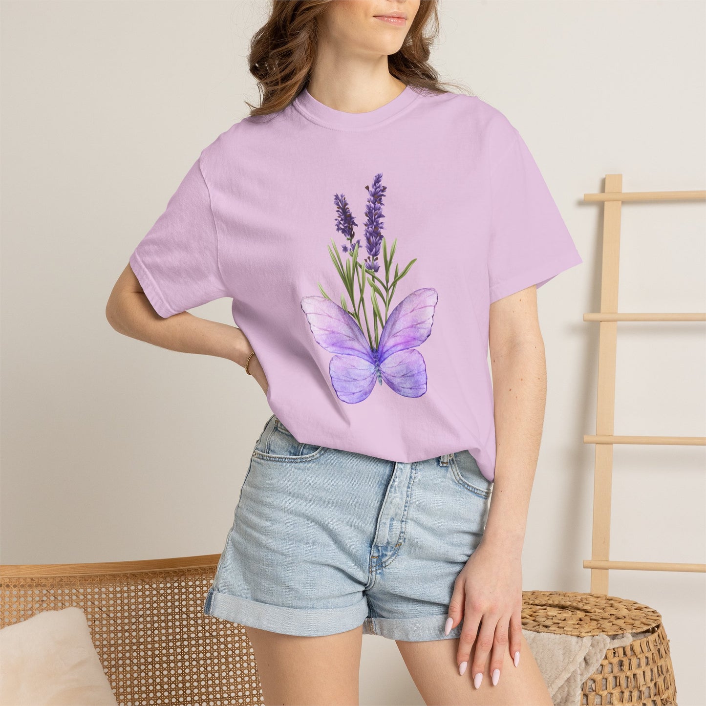 Lavender Butterfly T-Shirt — Watercolor Floral Tee