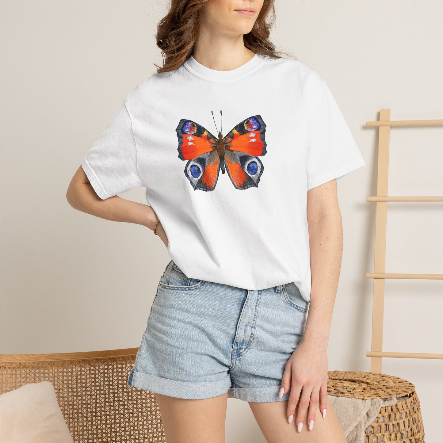 Butterfly Graphic T-Shirt — Peacock Eye Floral Tee