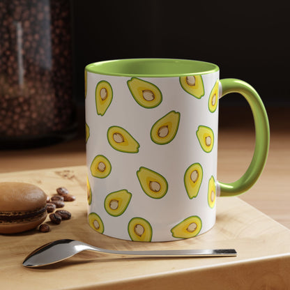 Avocado Pattern Coffee Mug — Cute Avocado Print Accent Mug (11/15oz)