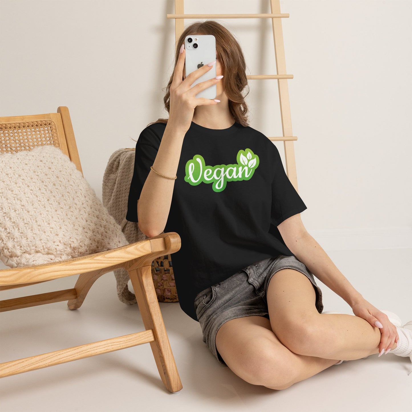 Vegan Script Tee — Green Leaf Eco-Friendly T-Shirt