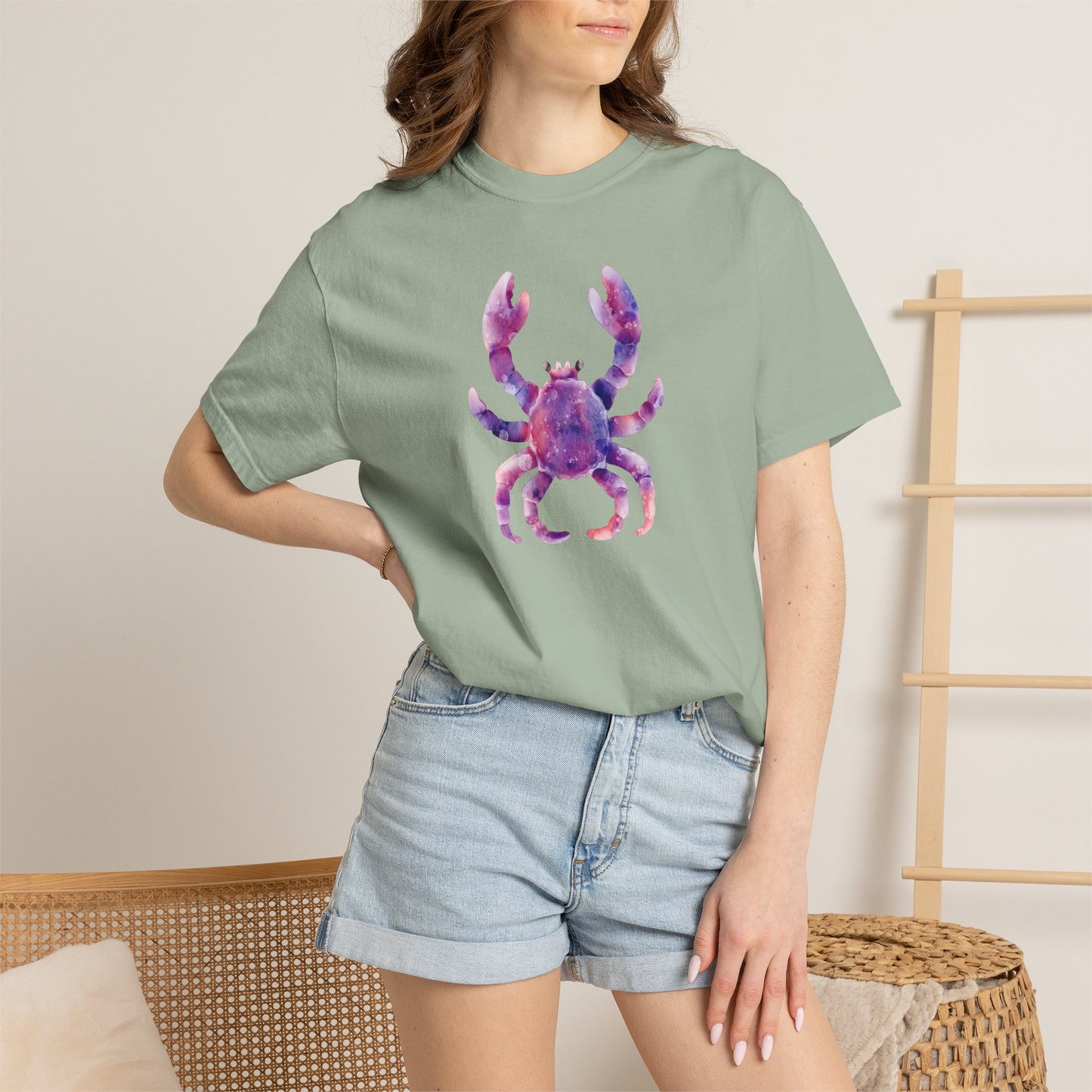 Watercolor Crab T-Shirt — Coastal Beach Vibes Graphic Tee