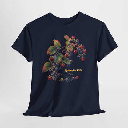 Blackberry Branch T-Shirt — Botanical Berry Illustration with "Genesis 1:29"