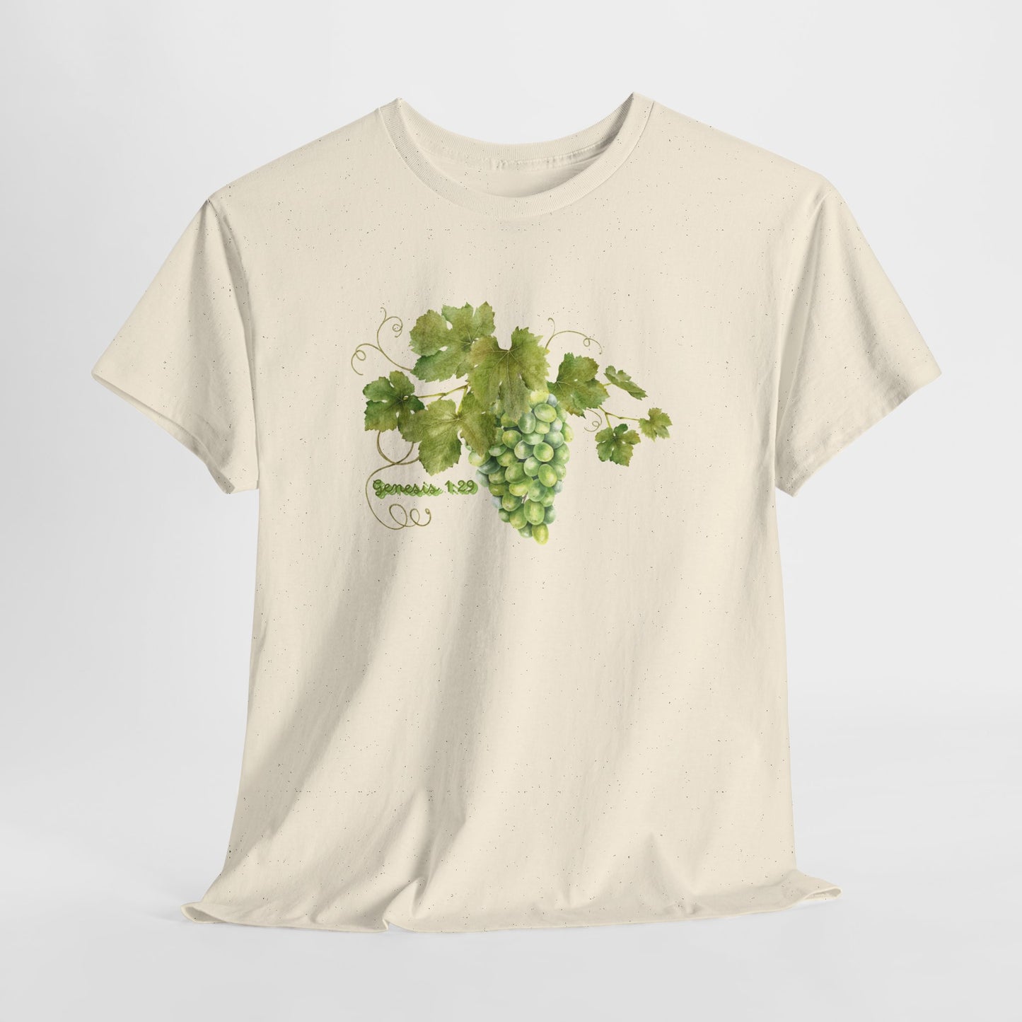 Genesis 1:29 Grapevine Watercolor T-Shirt — Green Grape Vines Tee