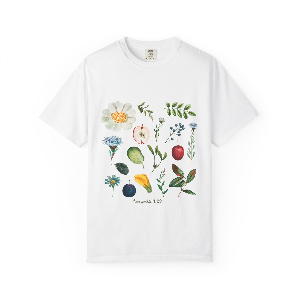 Floral Fruits Botanical Tee — Jeremiah 1:9 Scripture Garden T-Shirt