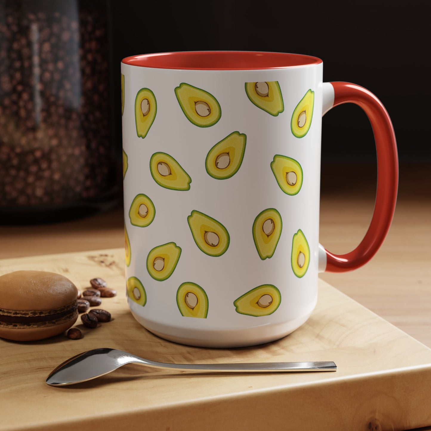 Avocado Pattern Coffee Mug — Cute Avocado Print Accent Mug (11/15oz)