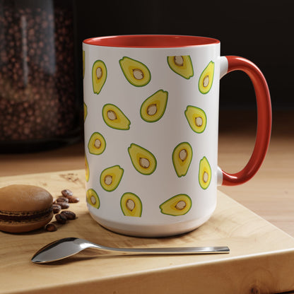 Avocado Pattern Coffee Mug — Cute Avocado Print Accent Mug (11/15oz)