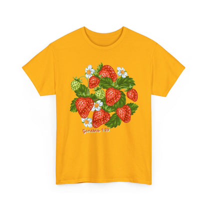 Strawberry Cluster Tee — Vintage Botanical Fruit Graphic (Genesis 1:29)