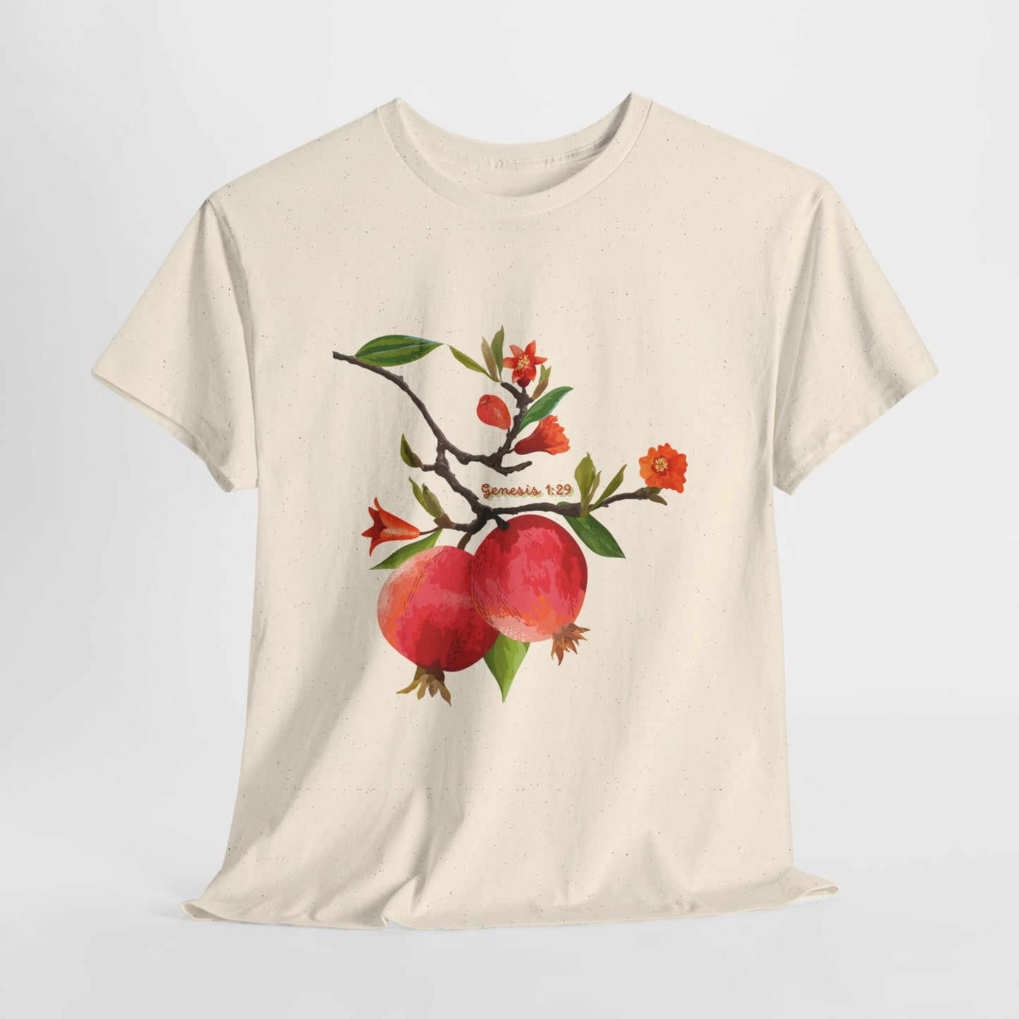 Pomegranate Bloom T-Shirt — Botanical Fruit Watercolor Tee