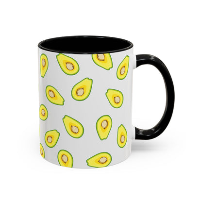 Avocado Pattern Coffee Mug — Cute Avocado Print Accent Mug (11/15oz)
