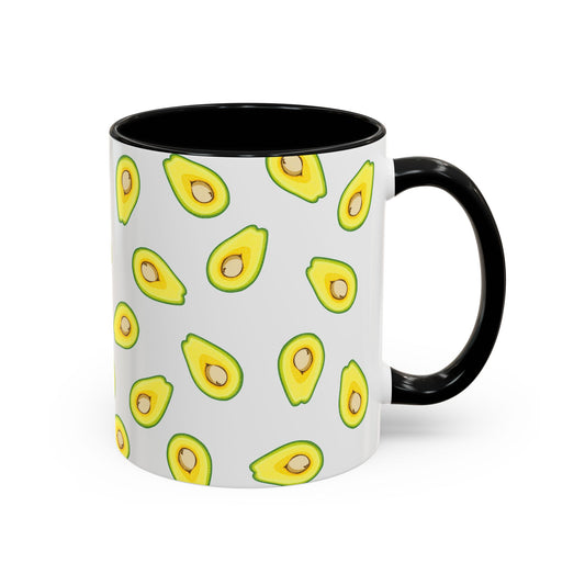 Avocado Pattern Coffee Mug — Cute Avocado Print Accent Mug (11/15oz)