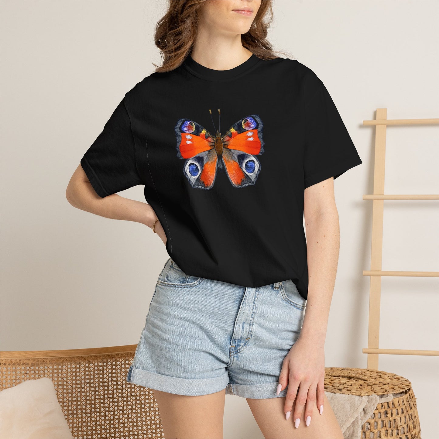 Butterfly Graphic T-Shirt — Peacock Eye Floral Tee