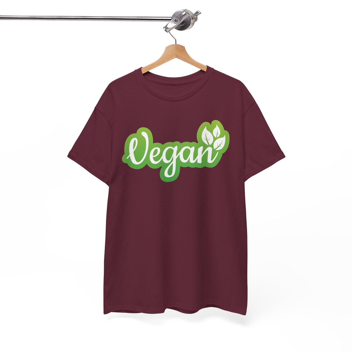 Vegan Script Tee — Green Leaf Eco-Friendly T-Shirt