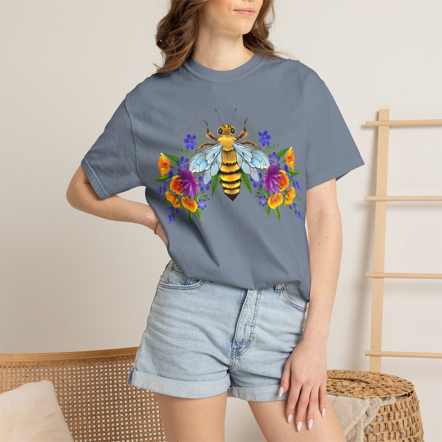 Bee & Wildflower T-Shirt — Floral Honeybee Graphic Tee