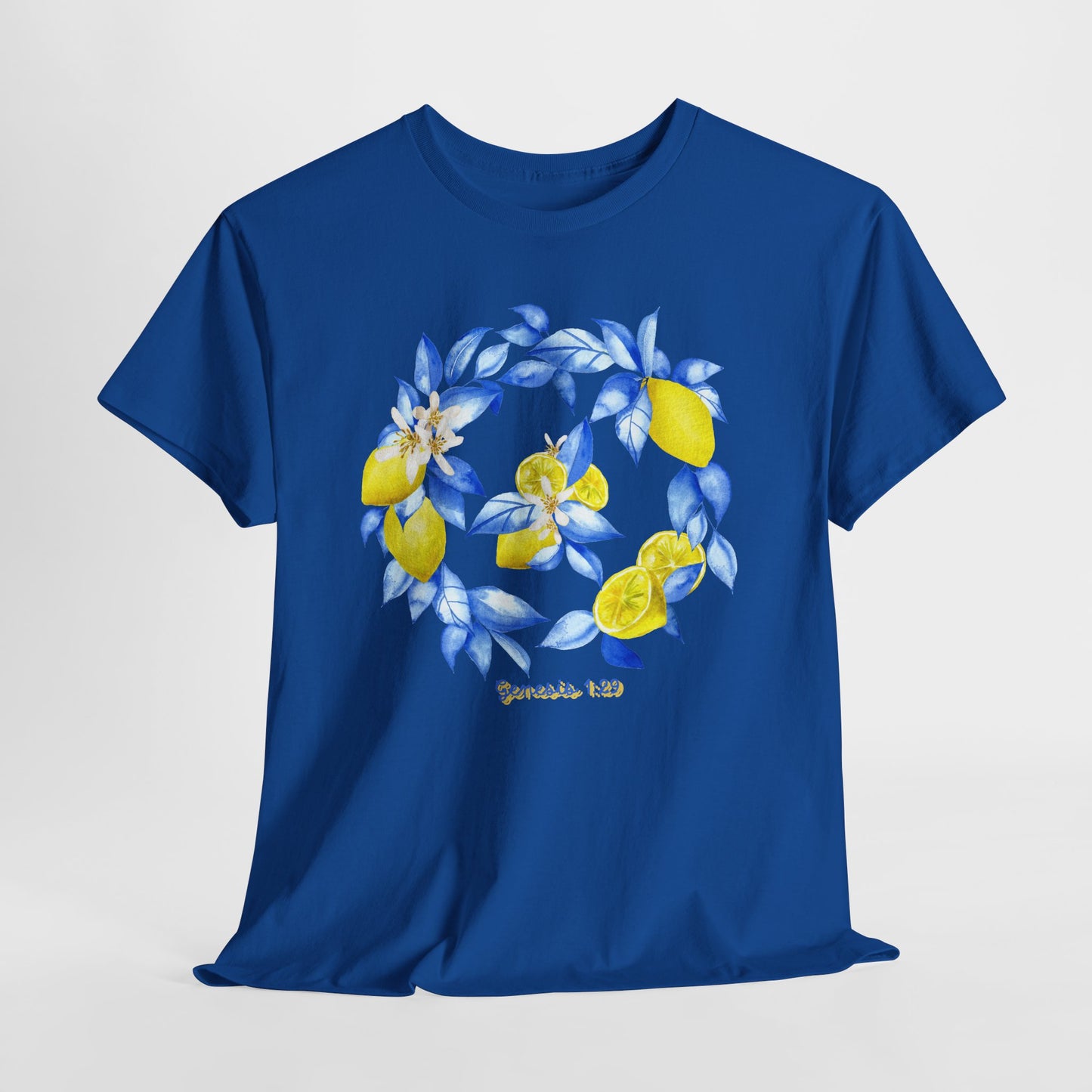 Lemon Wreath Graphic Tee — Genesis 1:29 Floral Scripture T-Shirt
