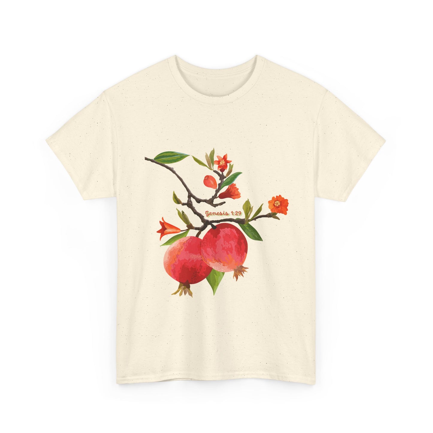 Pomegranate Bloom T-Shirt — Botanical Fruit Watercolor Tee
