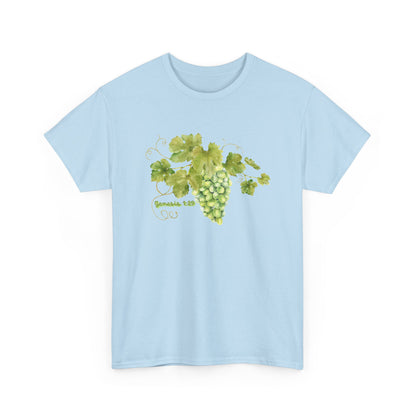 Genesis 1:29 Grapevine Watercolor T-Shirt — Green Grape Vines Tee