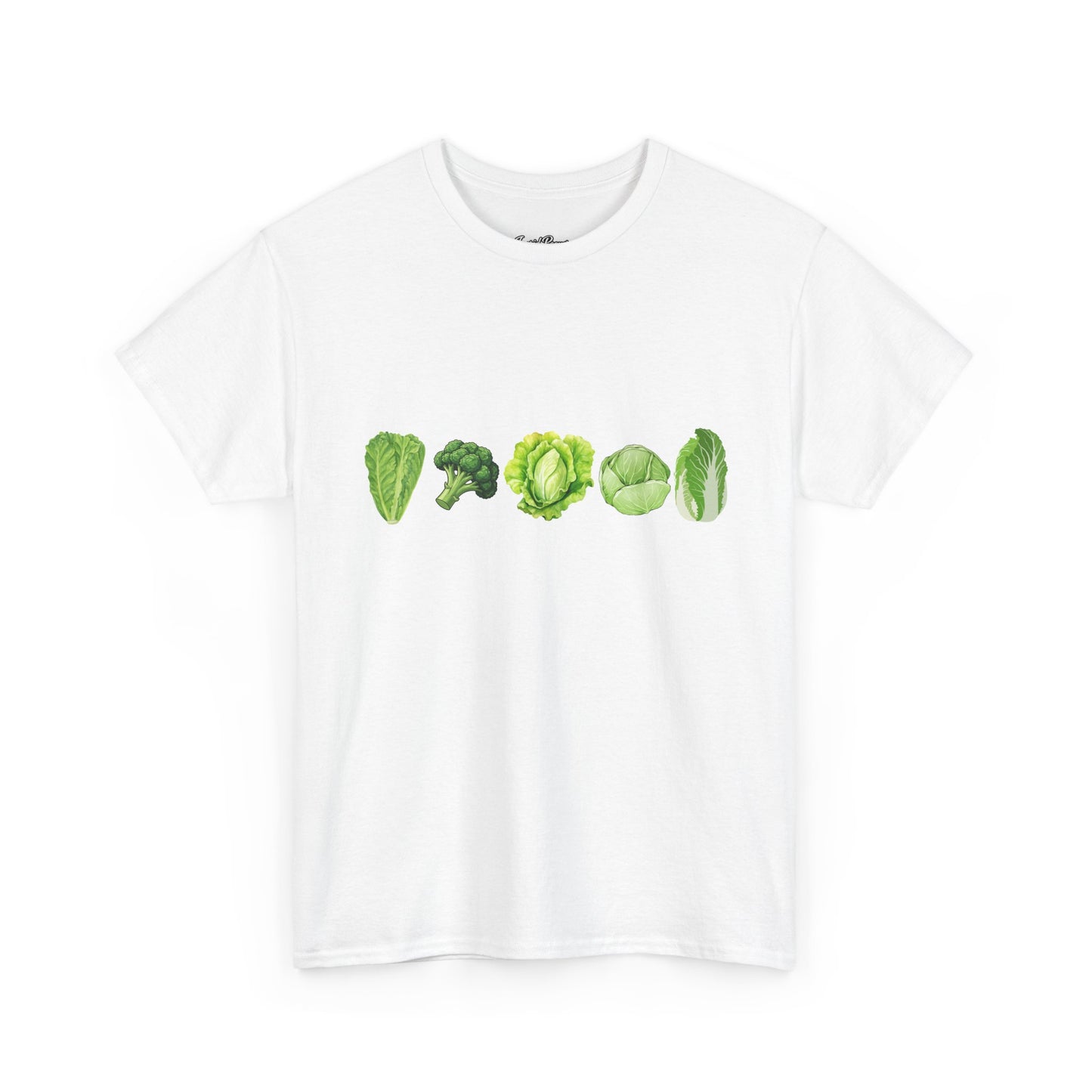 Vegetable Row T-Shirt — Green Veggies Lettuce Broccoli Cabbage Graphic Tee