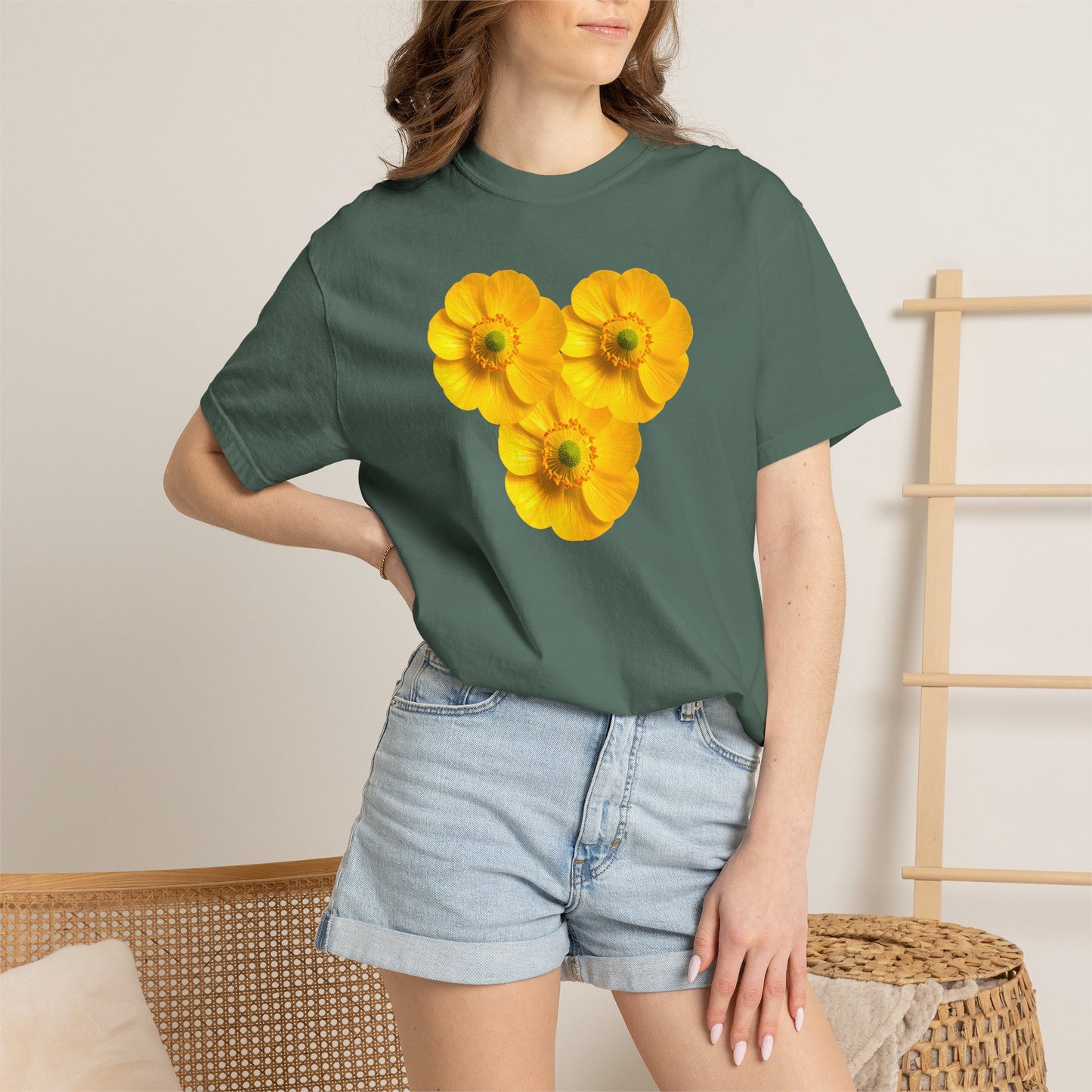 Yellow Floral Heart T-Shirt