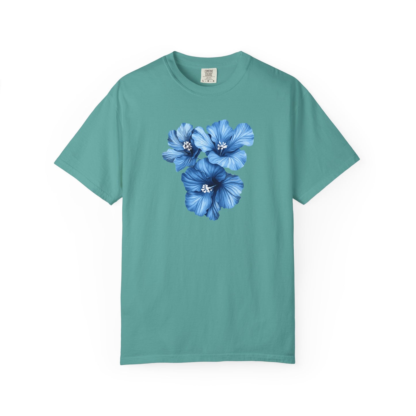 Blue Hibiscus Floral T-Shirt — Watercolor Flower Graphic Tee
